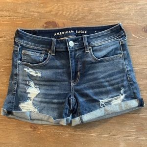 American eagle next level stretch denim distressed shorts